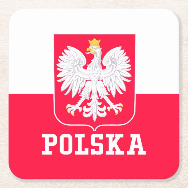 Poland Square Paper Coaster (Front)