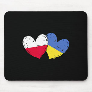 Poland Ukraine Heart Flags Polish Ukrainian Dual F Mouse Mat