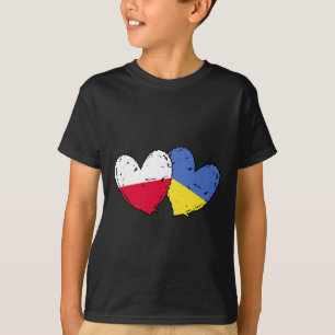Poland Ukraine Heart Flags Polish Ukrainian Dual F T-Shirt