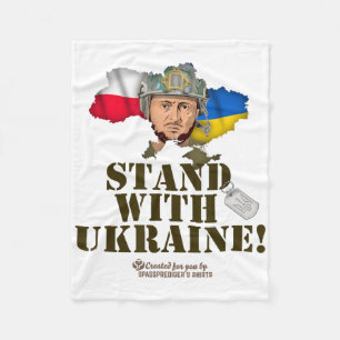 Poland Ukraine Zelensky Dog Tag Stand With Ukraine Fleece Blanket