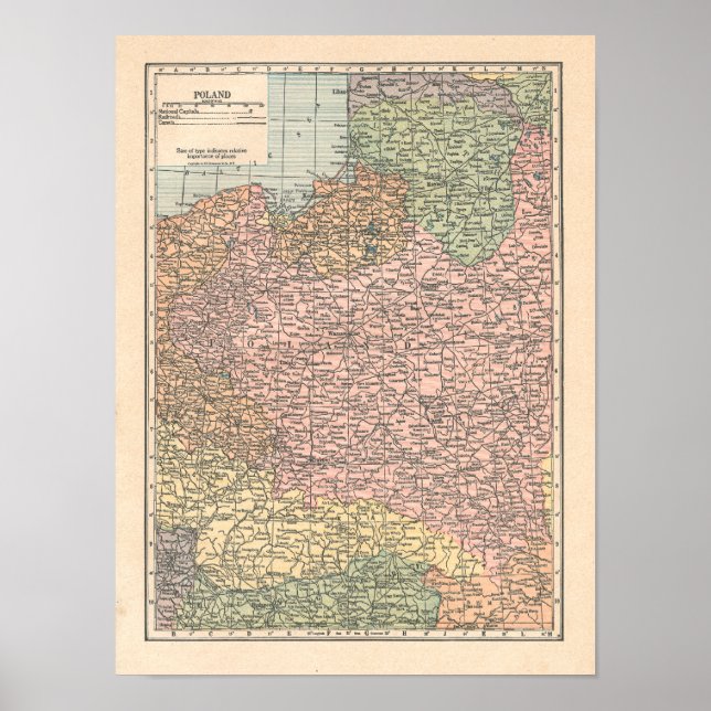 Poland Vintage 1923 Map print (Front)