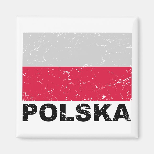 Poland Vintage Flag Magnet (Front)