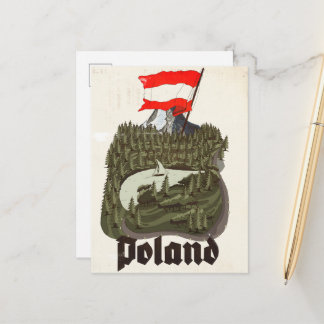 Poland Vintage Travel Poster Announcement Postcard