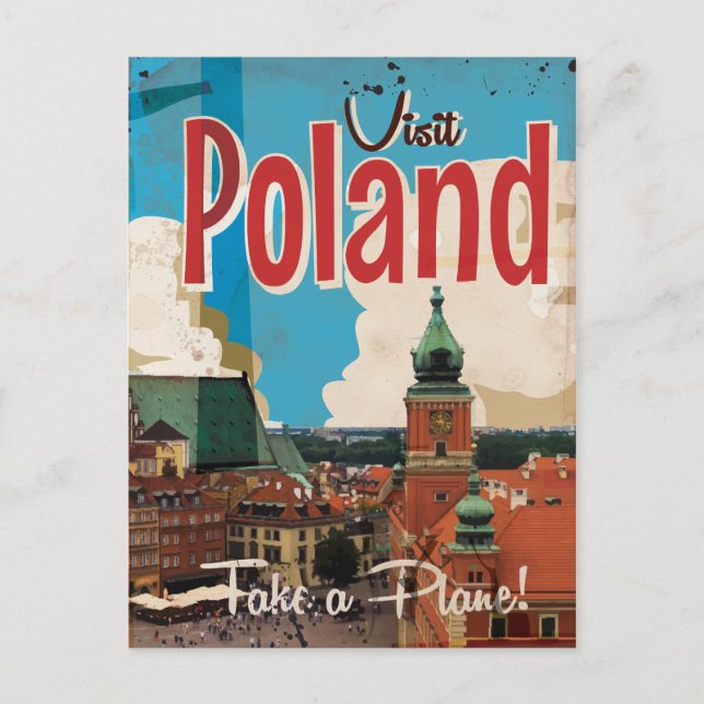 Poland Vintage Travel Poster Postcard (Front)