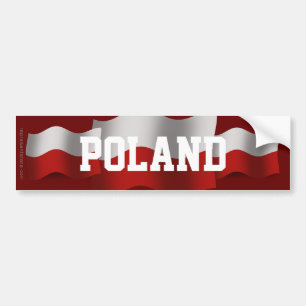Poland Waving Flag Bumper Sticker