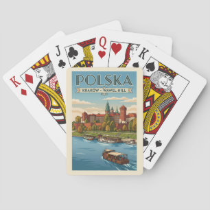 Poland Wawel Royal Castle Illustration Travel Art  Playing Cards
