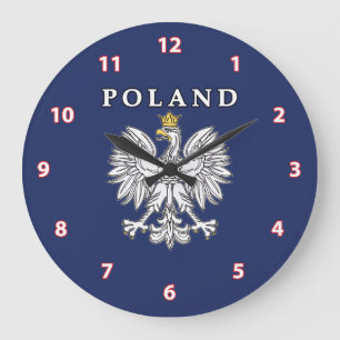 Poland With Polish Eagle Large Clock