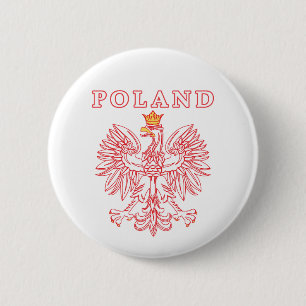 Poland With Red Polish Eagle 6 Cm Round Badge