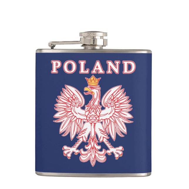 Poland With Red Polish Eagle Hip Flask (Front)