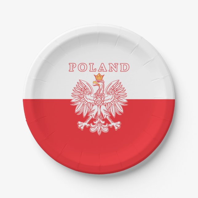 Poland With Red Polish Eagle Paper Plate (Front)