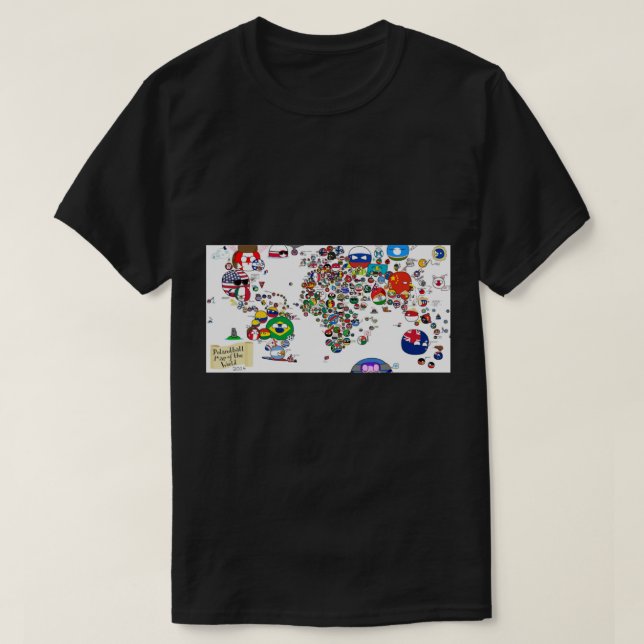 Polandball Countryball World Map   T-Shirt (Design Front)