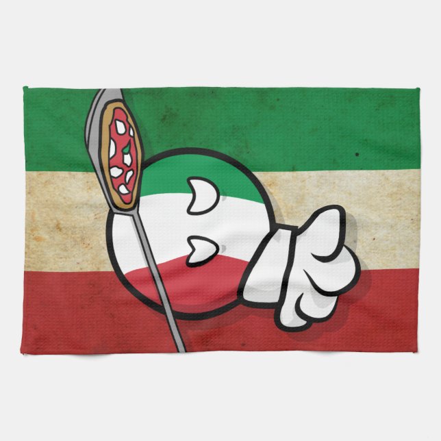 Polandball - Italyball making pizza Tea Towel (Horizontal)
