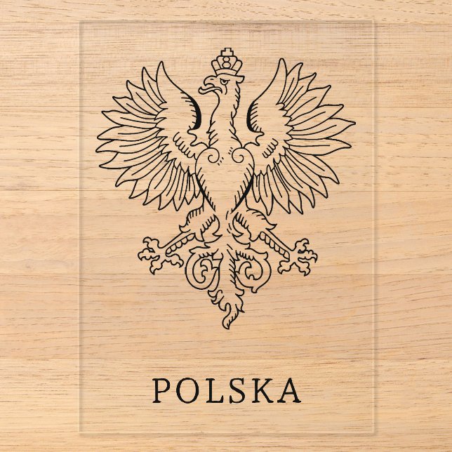 Poland's White Eagle Contemporary State Emblem  Acrylic Invitations (Front)