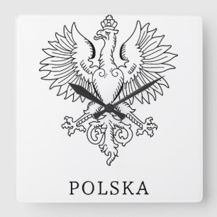 Poland's White Eagle Contemporary State Emblem Square Wall Clock