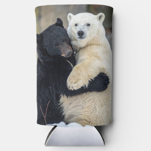 Polar and Black bear hugging Seltzer Can Cooler