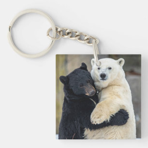 Polar and Black bears hugging Key Ring