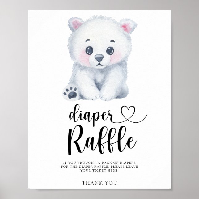 Polar baby bear - diaper raffle poster (Front)