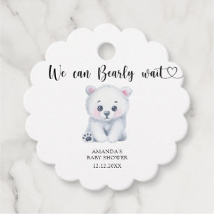 Polar baby bear - we can bearly wait favour tags