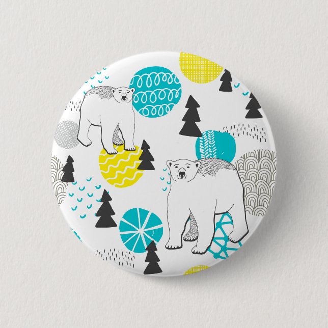 Polar bear 6 cm round badge (Front)
