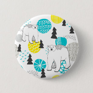 Polar bear 6 cm round badge