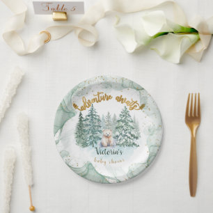Polar Bear Adventure Awaits Cute Baby Shower  Paper Plate