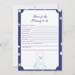 Polar Bear Advice For Mummy Baby Shower Game