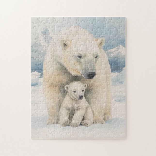 Polar Bear and Cub Arctic Elegance Jigsaw Puzzle (Vertical)