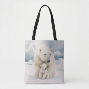 Polar Bear and Cub Arctic Elegance Tote Bag
