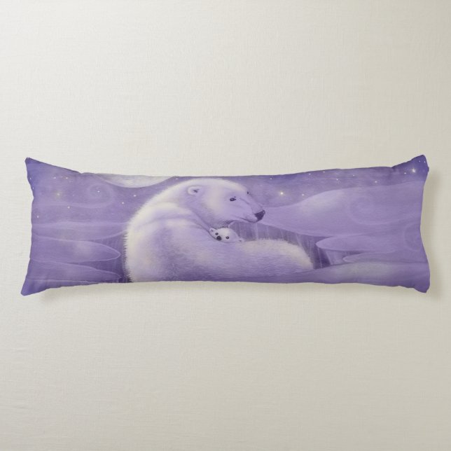 Polar Bear and Cub Fantasy Wildlife Art Body Cushion (Front)
