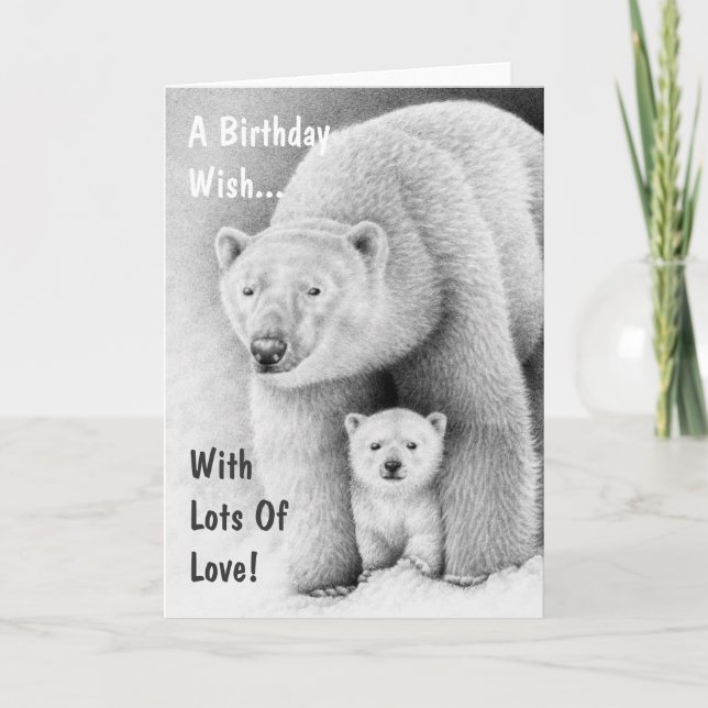 Polar Bear and Cub Greeting Card (Front)