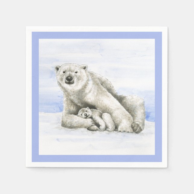 Polar Bear and Cub Napkin (Front)