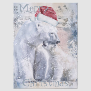 Polar Bear and Cub Watercolor Christmas Tissue Paper