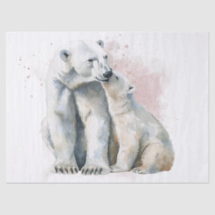 Polar Bear and Cub Watercolor Tissue Paper