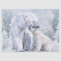 Polar Bear and Cub Watercolor