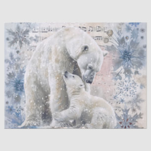 Polar Bear and Cub Watercolor Tissue Paper