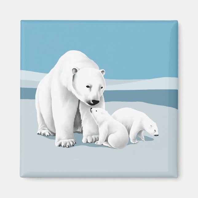 Polar Bear and Cubs Magnet (Front)