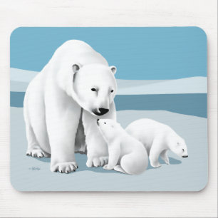 Polar Bear and Cubs Mouse Mat