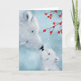 Polar Bear and Cute Cub, Merry Christmas Card