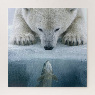 Polar Bear and Fish Standoff Jigsaw Puzzle