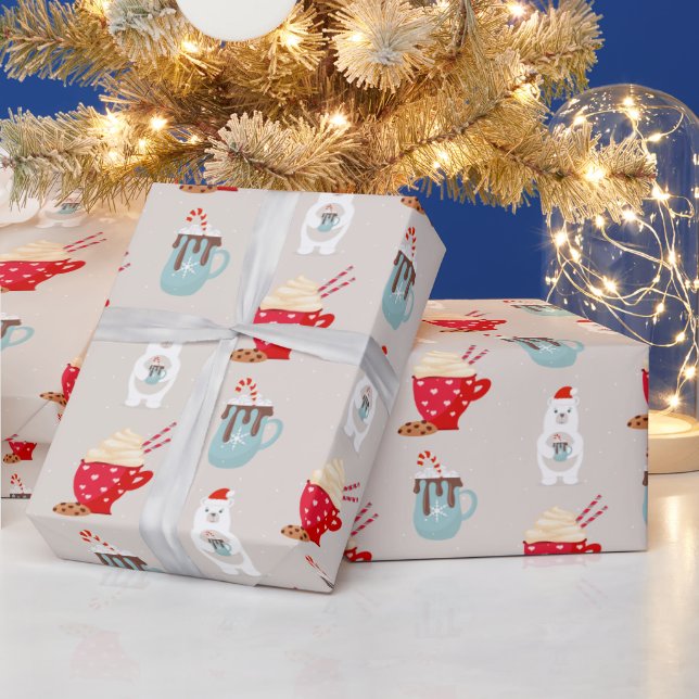 Polar Bear and Hot Cocoa Christmas Wrapping Paper (Holidays)