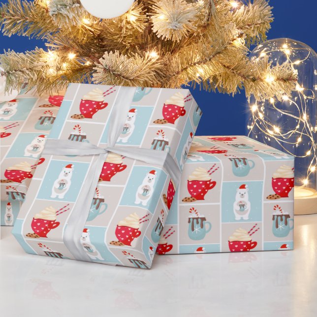 Polar Bear and Hot Cocoa Christmas Wrapping Paper (Holidays)