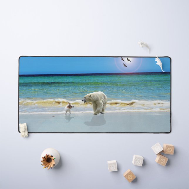 Polar Bear And Jack Russel, Desk Mat (Kids Table)