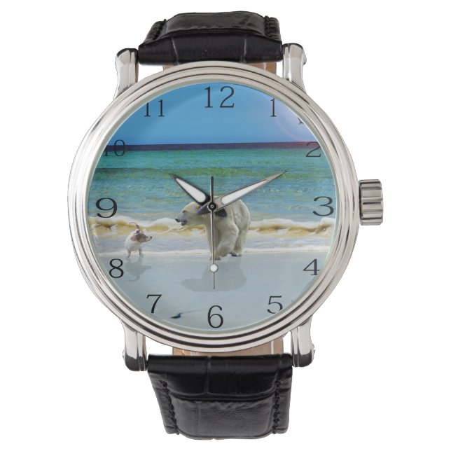 Polar Bear And Jack Russel On The Beach, Watch (Front)