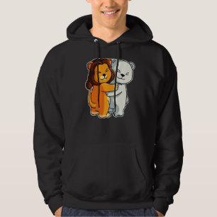 Polar Bear And Lion Cute Animals For Women Animal Hoodie