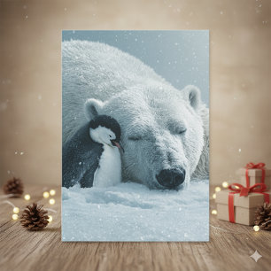 Polar bear and Penguin Christmas Holiday