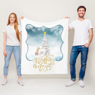 Polar Bear and Penguin Fleece Blanket
