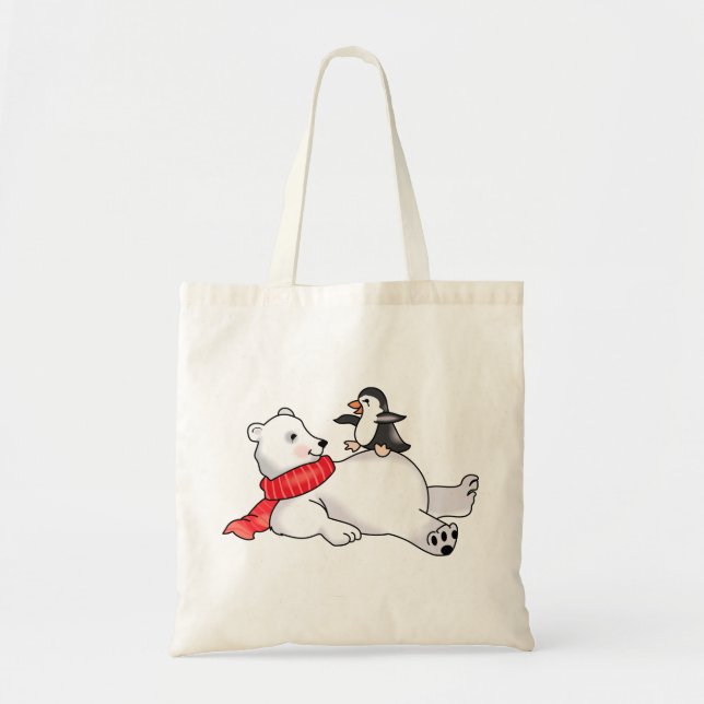 Polar Bear and Penguin Tote Bag (Front)
