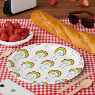 Polar Bear and Rainbow Party Paper Plate