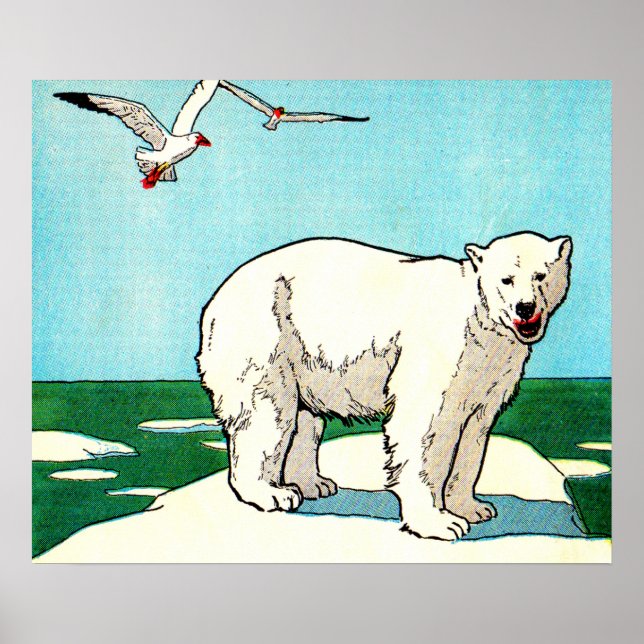 polar bear and seagulls poster (Front)