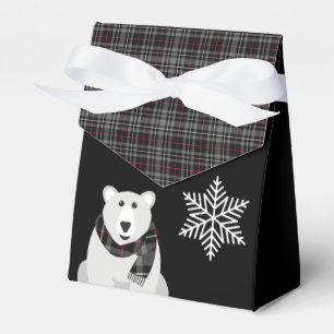 Polar Bear and snowflakes Plaid Favour Box